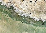 Nepal, True Colour Satellite Image With Border
