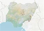 Nigeria, Relief Map With Border and Mask