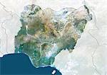 Nigeria, wahre Farbe Satellitenbild mit Rahmen und Maske