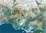 Nigeria, True-Color-Satellitenbild mit Rand