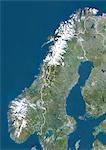 Norway, True Colour Satellite Image With Border