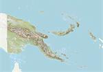 Papua New Guinea, Relief Map With Border and Mask