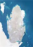 Qatar, True Image couleur Satellite avec bordure et masque