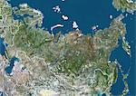 Russia, True Colour Satellite Image With Border