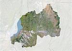 Rwanda, Image Satellite avec effet de relief, avec bordure et masque