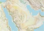 Carte Relief avec la frontière de l'Arabie saoudite,