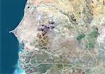 Senegal and The Gambia, True Colour Satellite Image With Border