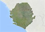 Sierra Leone, Image Satellite avec effet de relief, avec bordure et masque