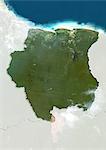 Suriname, True Image couleur Satellite avec bordure et masque