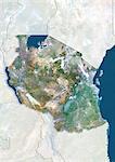 Tanzanie, True Image couleur Satellite avec bordure et masque