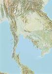 Thaïlande, carte de Relief avec bordure