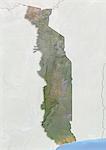 Togo, Satellite Image With Bump Effect, With Border and Mask