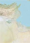 Tunisia, Relief Map with Border