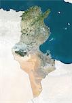 Tunisia, True Colour Satellite Image With Border and Mask