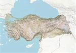 Turkey, Relief Map with Border and Mask