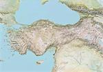 Turkey, Relief Map with Border