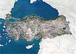 Turkey, True Colour Satellite Image With Border and Mask