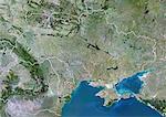 Ukraine, True Colour Satellite Image With Border