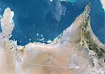 Émirats Arabes Unis, Image Satellite couleur vraie avec bordure