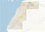 Sahara occidental, carte de Relief avec bordure et masque