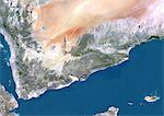 Yemen, True Colour Satellite Image With Border