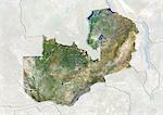 Zambia, True Colour Satellite Image With Border and Mask