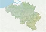 Belgium, Relief Map With Boundaries of Regions