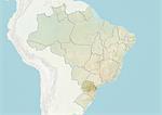 Brazil and the State of Parana, Relief Map
