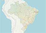 Brésil et l'état de Pernambuco, carte en Relief