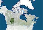 Canada and the Province of Alberta, True Colour Satellite Image