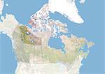 Le Canada et les territoires du Nord-Ouest, Image Satellite avec effet de relief