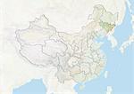 La Chine et la Province de Jilin, carte en Relief