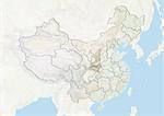 La Chine et la Province du Shaanxi, carte en Relief