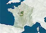 France et la région du Centre, véritable Image Satellite en couleurs