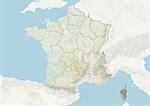 France and the Region of Corsica, Relief Map
