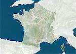 France and the Region of Corsica, True Colour Satellite Image