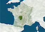 France et la région du Limousin, True Image Satellite en couleurs