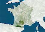 France et la région Midi-Pyrénées, True Image Satellite en couleurs