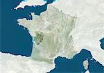France and the Region of Poitou-Charentes, True Colour Satellite Image