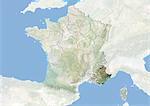 France et la région de Provence-Alpes-Cote d'Azur, Image Satellite avec effet Bump