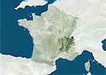 France et la région Rhône-Alpes, True Image Satellite en couleurs