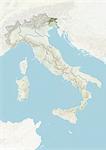 L'Italie et la région du Frioul-Vénétie julienne, plan-Relief