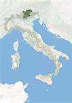 Italien und der Region Trentino-Alto Adige, Satellitenbild mit Bump-Effekt