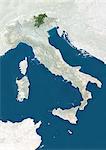 L'Italie et la région du Trentin-Haut-Adige, True Image Satellite en couleurs