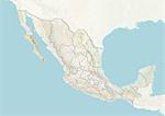 Mexico and the State of Baja California Sur, Relief Map