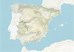 Spanien und die Region Extremadura, Reliefkarte