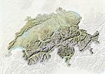 Switzerland, Relief Map With Canton Boundaries