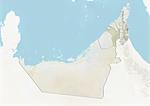 Émirats Arabes Unis et l'émirat de Sharjah, carte en Relief