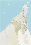 L'émirat de Sharjah et Émirats Arabes Unis du Nord, carte en Relief