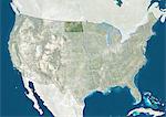 United States and the State of North Dakota, True Colour Satellite Image